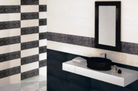 Дизайн плитки для туалета: фото черно-белого декора